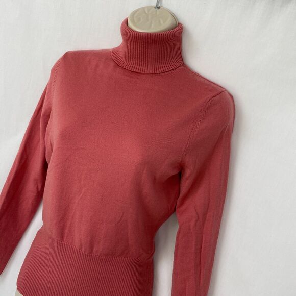 Ann Taylor LOFT Merino Wool Blend Sweater Womens Small Pink Sexy Turtleneck Y2K - Picture 2 of 12